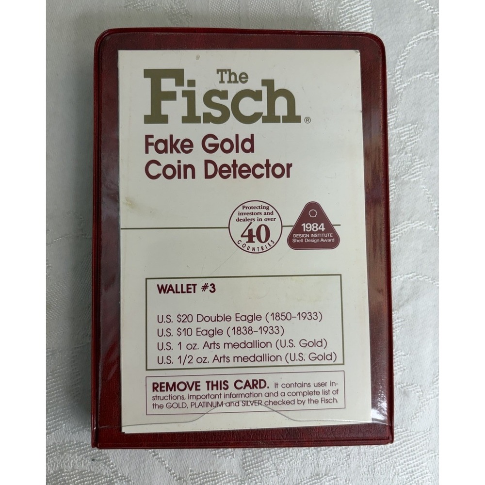 The Fisch Fake Gold Coin Detector Wallet #3 U.S. $20 Double Eagle Arts Medallion